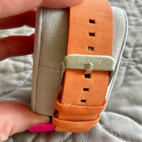 Simplify Watch With Orange Leather Band - Picture 3 of 9